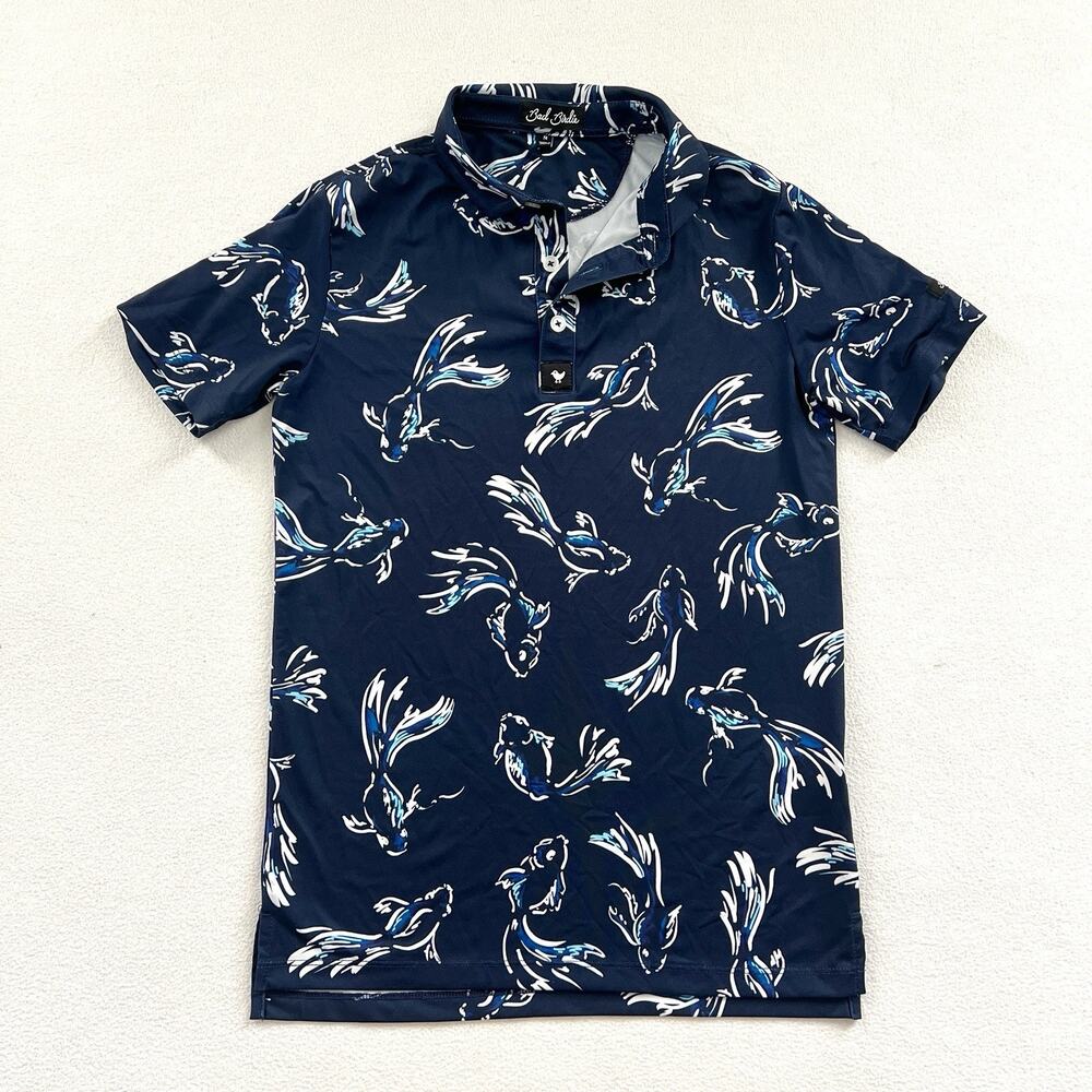 Bad Birdie The Shallows Blue Fish Performance Stretch Golf Polo Shirt Youth M